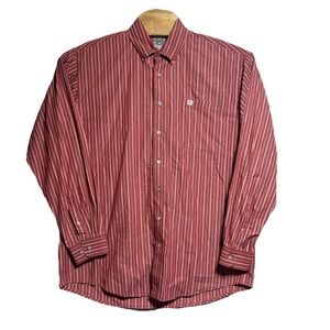 Cinch‎ Men Western Long Sleeve Button Down Orange Shirt Sz Large Striped